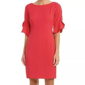 Karl Lagerfeld Paris Tulip Sleeve Crepe Dress (Red)